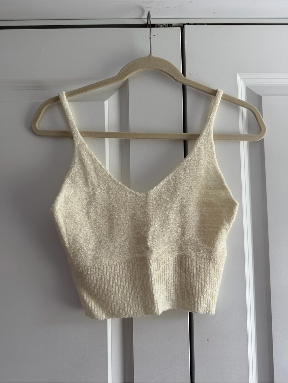 Altar'd State Cream Knit V-Neck Cropped Cami
